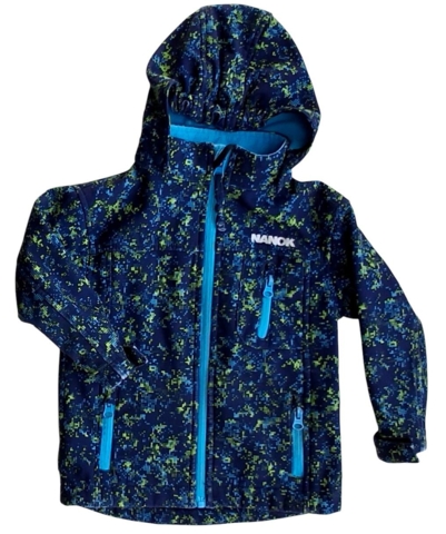 Nanok mørkeblå mønstret softshell str. 2