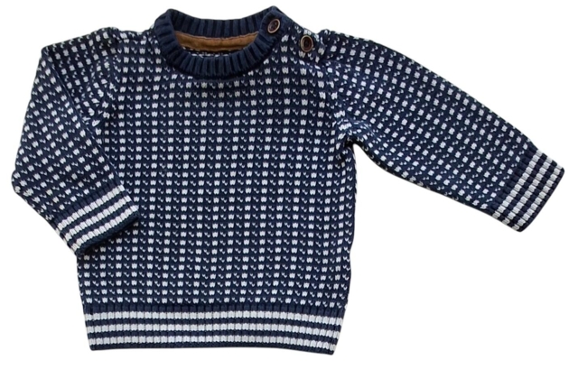 H&M mørkeblå striktrøje str. 74