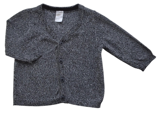 H&M sort og hvid finstrikket cardigan str. 68
