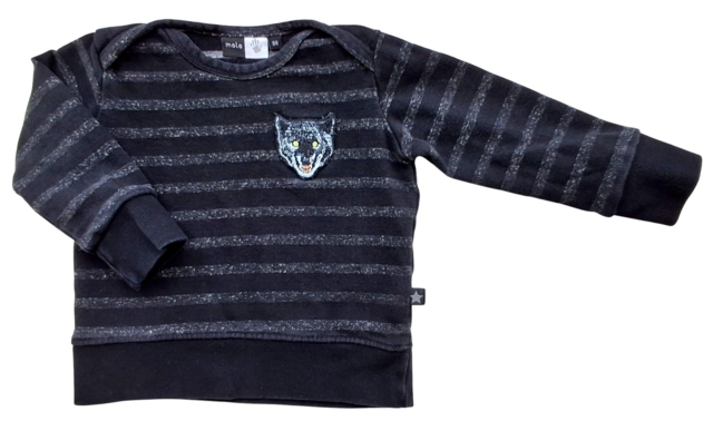 Molo sort og gråstribet sweatshirt str. 86