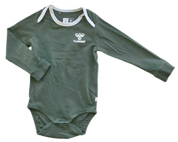 Hummel armygrøn langærmet body str. 92