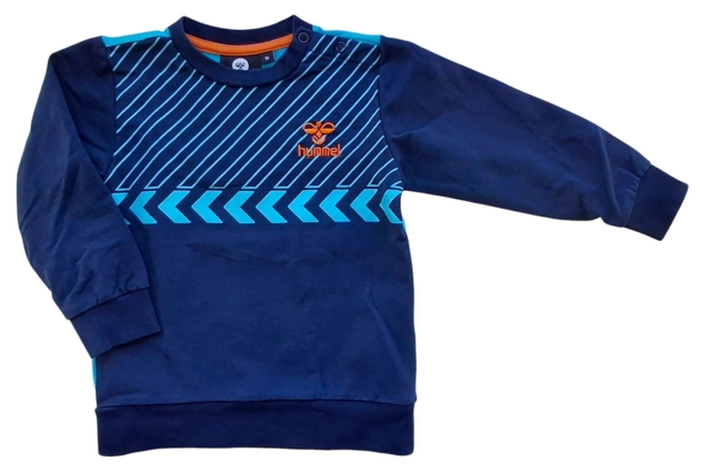 Hummel mørkeblå og turkisblå sweatshirt str. 92