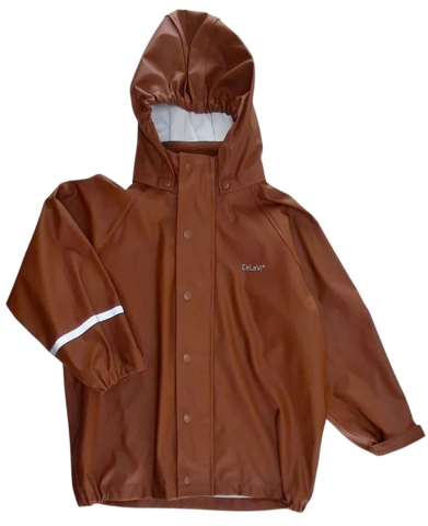 Celavi orangebrun langærmet regnjakke str. 110