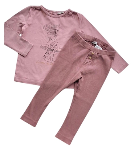 Pomp de lux bluse og H&M rib leggings rosa sæt str. 92