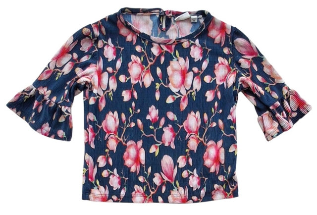 Name it mørkeblå blomstret tynd bluse str. 86