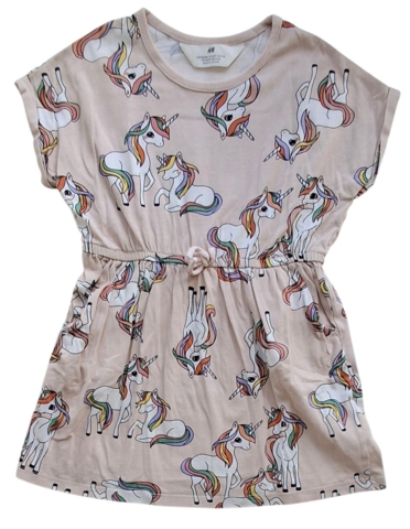 H&M rosa kortærmet sommerkjole str. 98-104