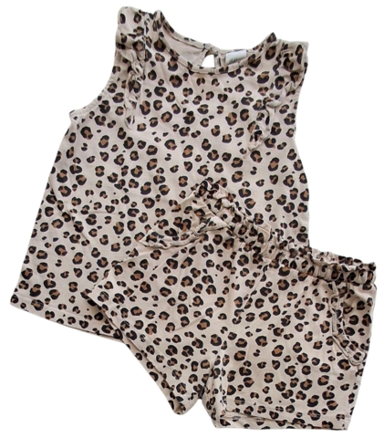 H&M beige sommersæt med dyreprint str. 98
