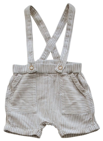 H&M råhvid og beige stribede shorts m. seler str. 68