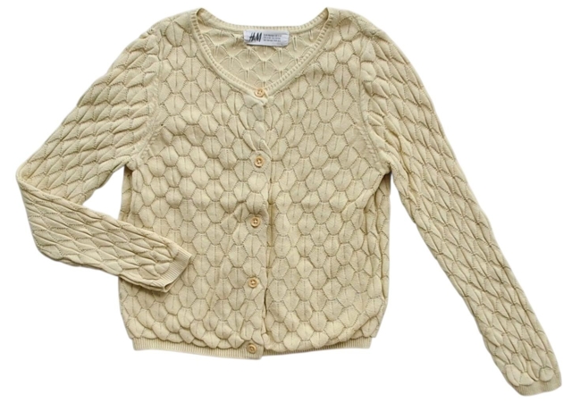 H&M lysegul finstrikket cardigan str. 98-104