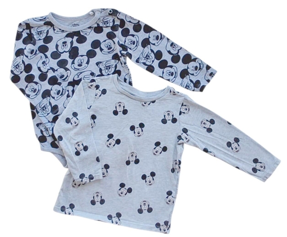 H&M Disney lysegrå langærmet bluse og body str. 92