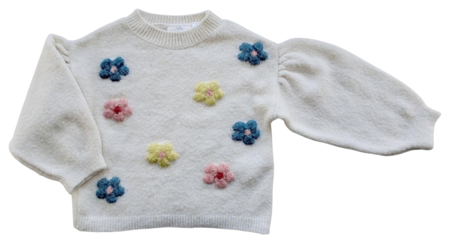 Zara råhvid langærmet finstrikket trøje str. 86