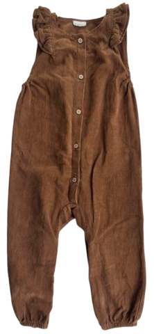 Fixoni brun ærmeløs fløjls heldragt str. 86