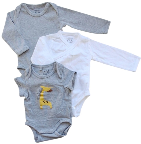 VRS tre lysegrå og hvide body's str. 56