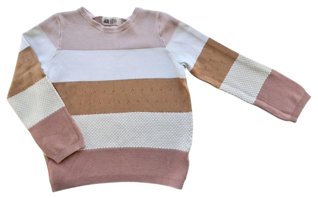 H&M rosa stribet finstrikket trøje str. 110-116