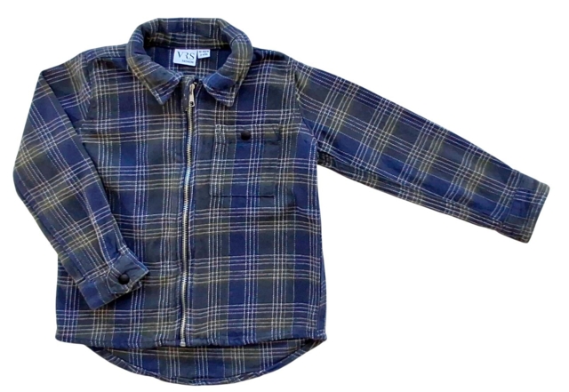 VRS armygrøn og blåternet skjortejakke str. 98-104