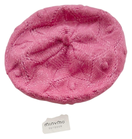 Ny Minymo hindbærrød strikket hue str. 48