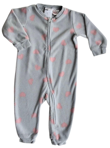 H&M lysegrå langærmet fleece heldragt str. 80