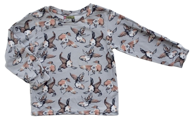 Hjemmesyet lysegrå langærmet bluse str. 98-104