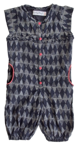 Minymo mørkegrå mønstret heldragt str. 68
