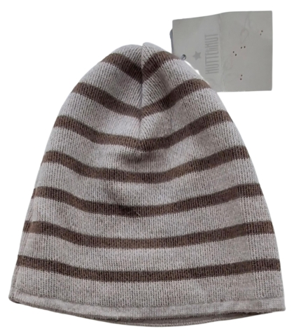 Ny Huttelihut brunstribet uld hue str. 2-6 år