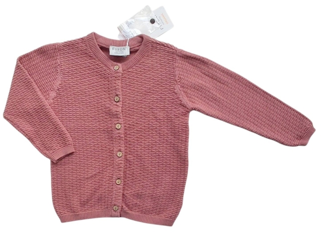 Ny Fixoni mørke rosa finstrikket cardigan str. 80