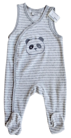 Ny Fixoni lysegrå og hvid stribet velour heldragt