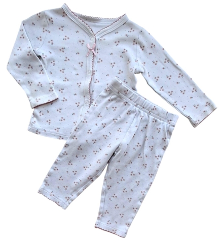 Baby C&A hvid blomstret nattøjssæt str. 74