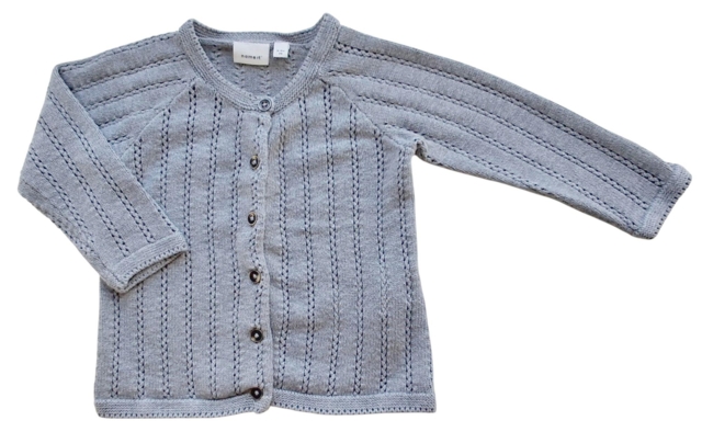 Name it lysegrå finstrikket cardigan str. 74