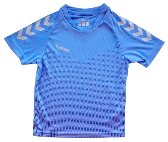 Hummel blå kortærmet sports T-shirt str. 116