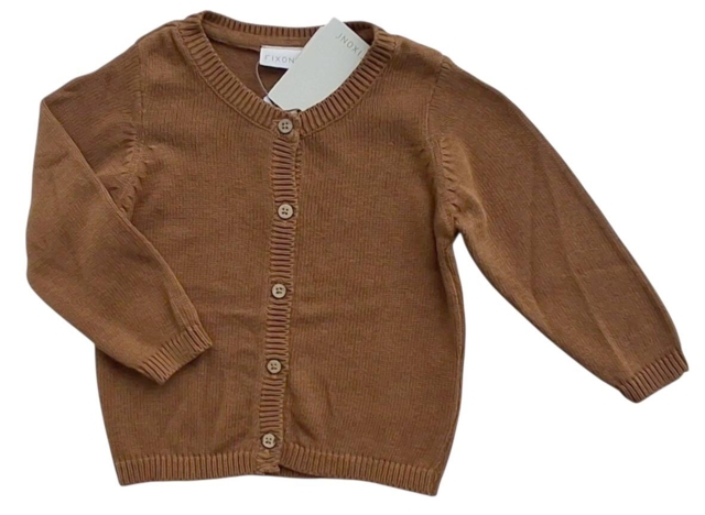 Ny Fixoni lysebrun finstrikket cardigan
