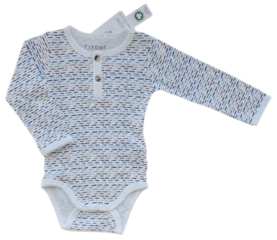 Ny Fixoni hvid mønstret langærmet body str. 68
