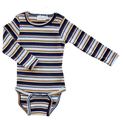 Ny Minymo langærmet råhvid stribet rib body