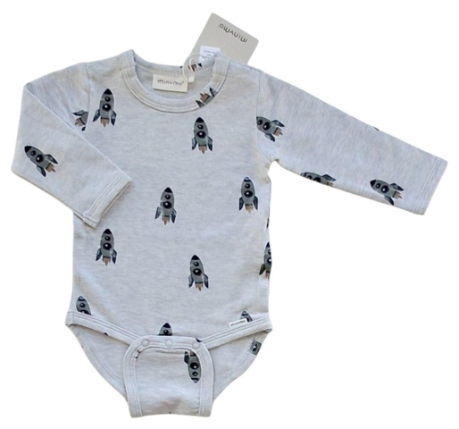 Nye Minymo lysegrå meleret langærmet body