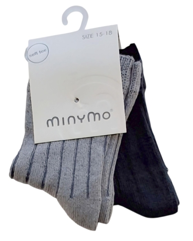 Nye Minymo grå 2-pak bambus strømper str. 15-18