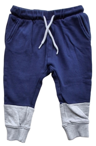 H&M mørkeblå og lysegrå sweat bukser str. 86