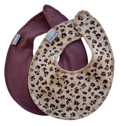 Mikk-line bordeauxrød og beige runde savlesmækker