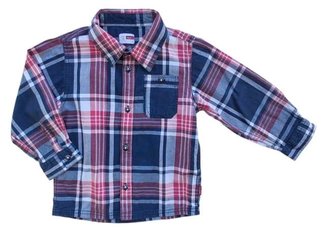 Name it rød og blåternet langærmet skjorte str. 98