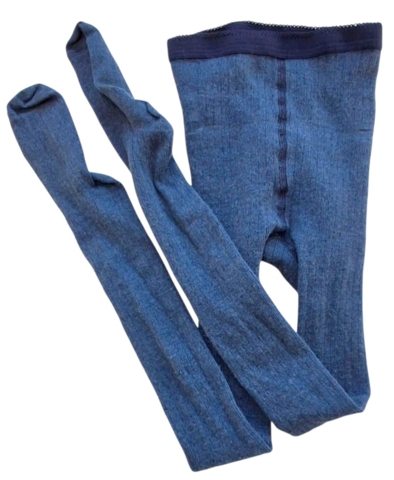 MP blå uld rib strømpebukser str. 120