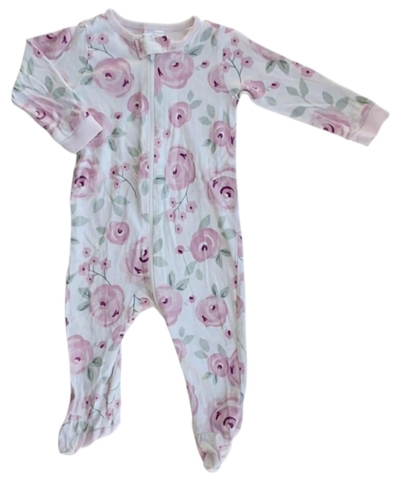 Gerber hvid blomstret heldragt  str. 3-6 mdr