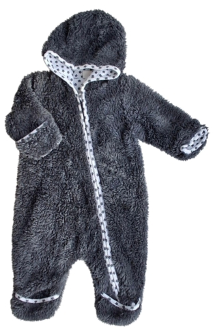 Name it mørkegrå plys heldragt str. 50-56