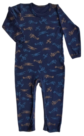 808 mørkeblå langærmet natdragt str. 98