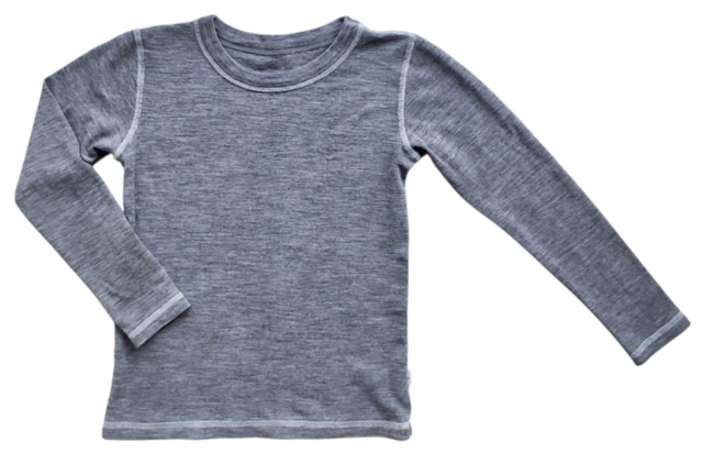 808 grå langærmet uld bluse str. 122-128