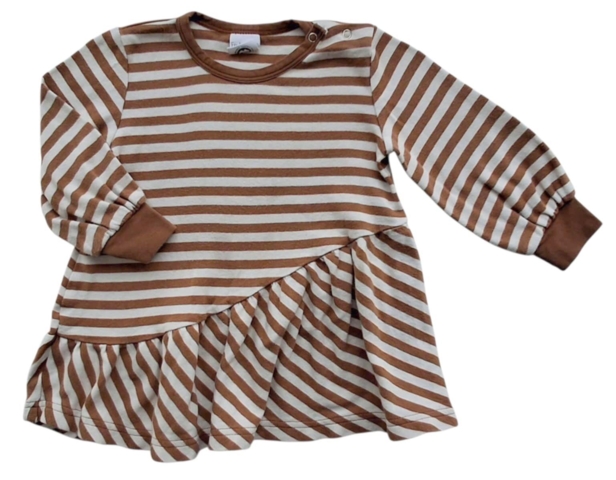 Fred's world råhvid og lysebrun langærmet kjole str. 74