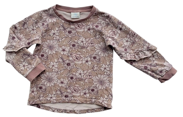 En Fant rosa langærmet blomstret bluse str. 98