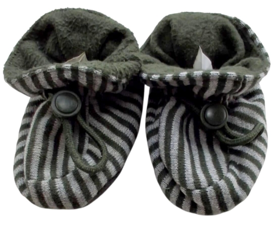 Melton mørkegrøn og lysegrå stribede futter str. 22-23