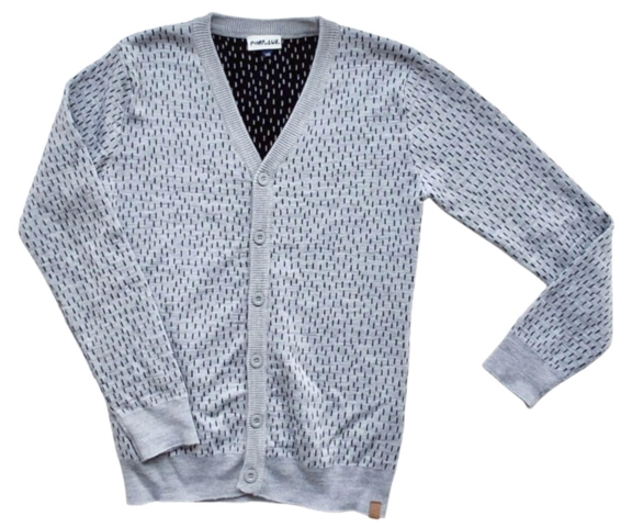 Pomp de lux lysegrå uld cardigan str. 140