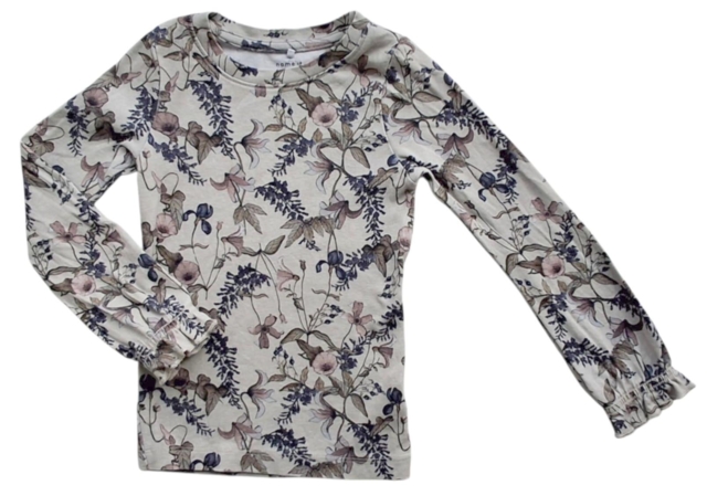 Name it beige blomstret bluse str. 98