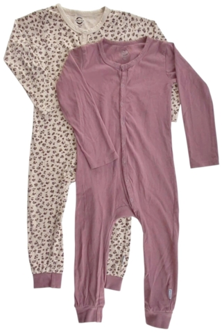 Mikk-line to flotte rosa og lysebrune natdragter str. 98