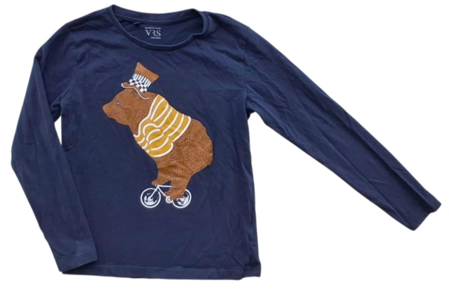 VRS mørkeblå langærmet tynd bluse str. 122-128