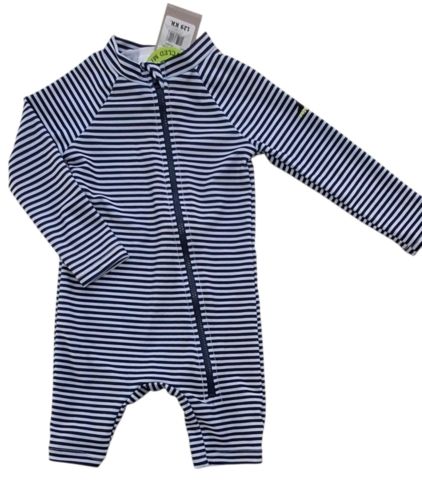 Ny VRS mørkeblå og hvidstribet UV-heldragt str. 68